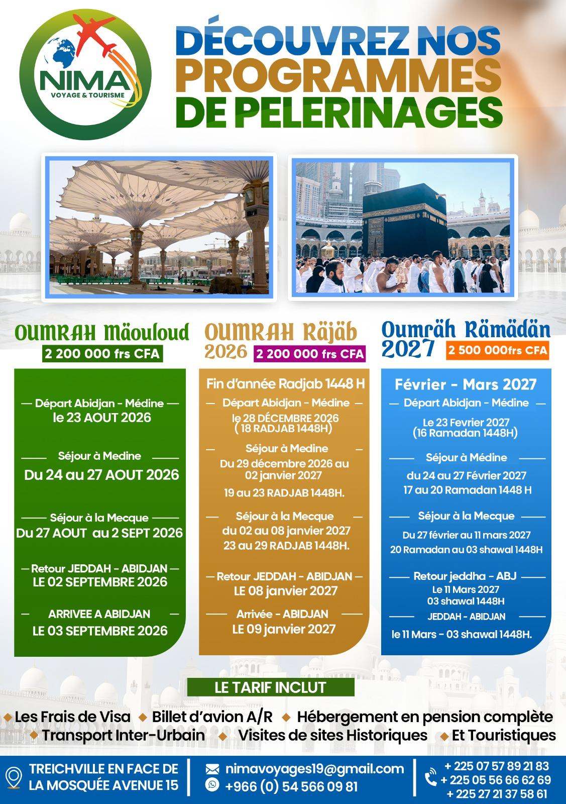 Programme Oumra Nima Voyages 2026-2027